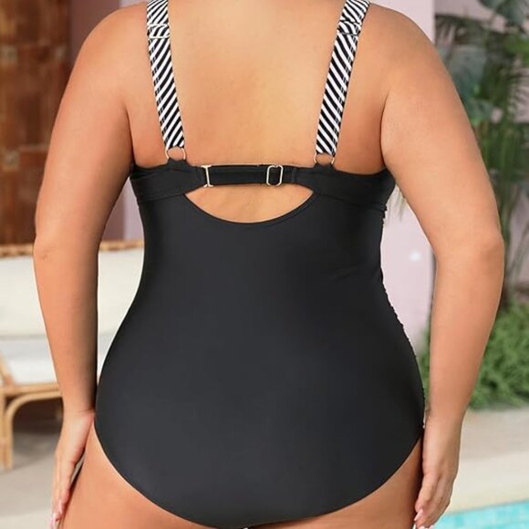 Womens Size 18W One Piece Tummy Control Bathing Suit Cutout - Picture 4 of 10